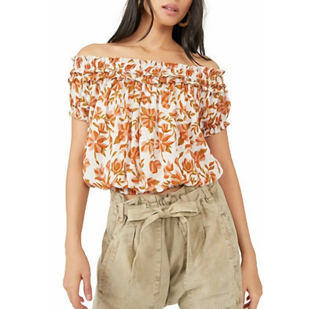 Free People Suki Floral Off the Shoulder Top, Size S